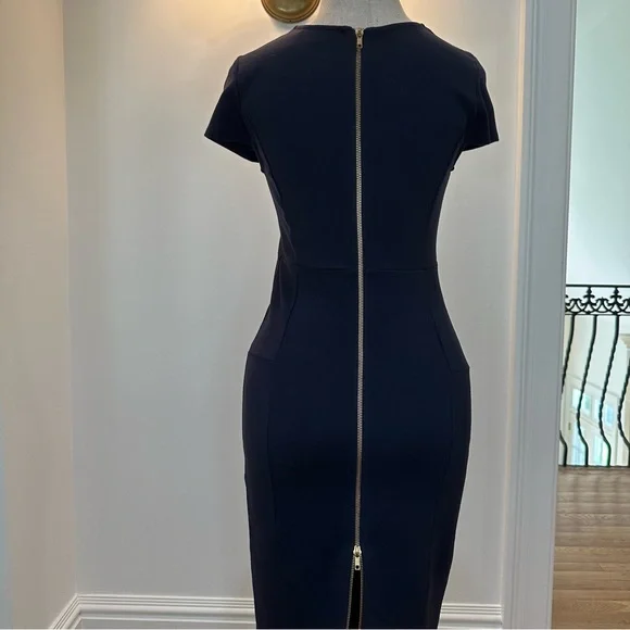 Felicity & Coco | Dresses | Felicity Coco Navy Short Sleeve Midi Bodycon  Dress With Zipper Size M
